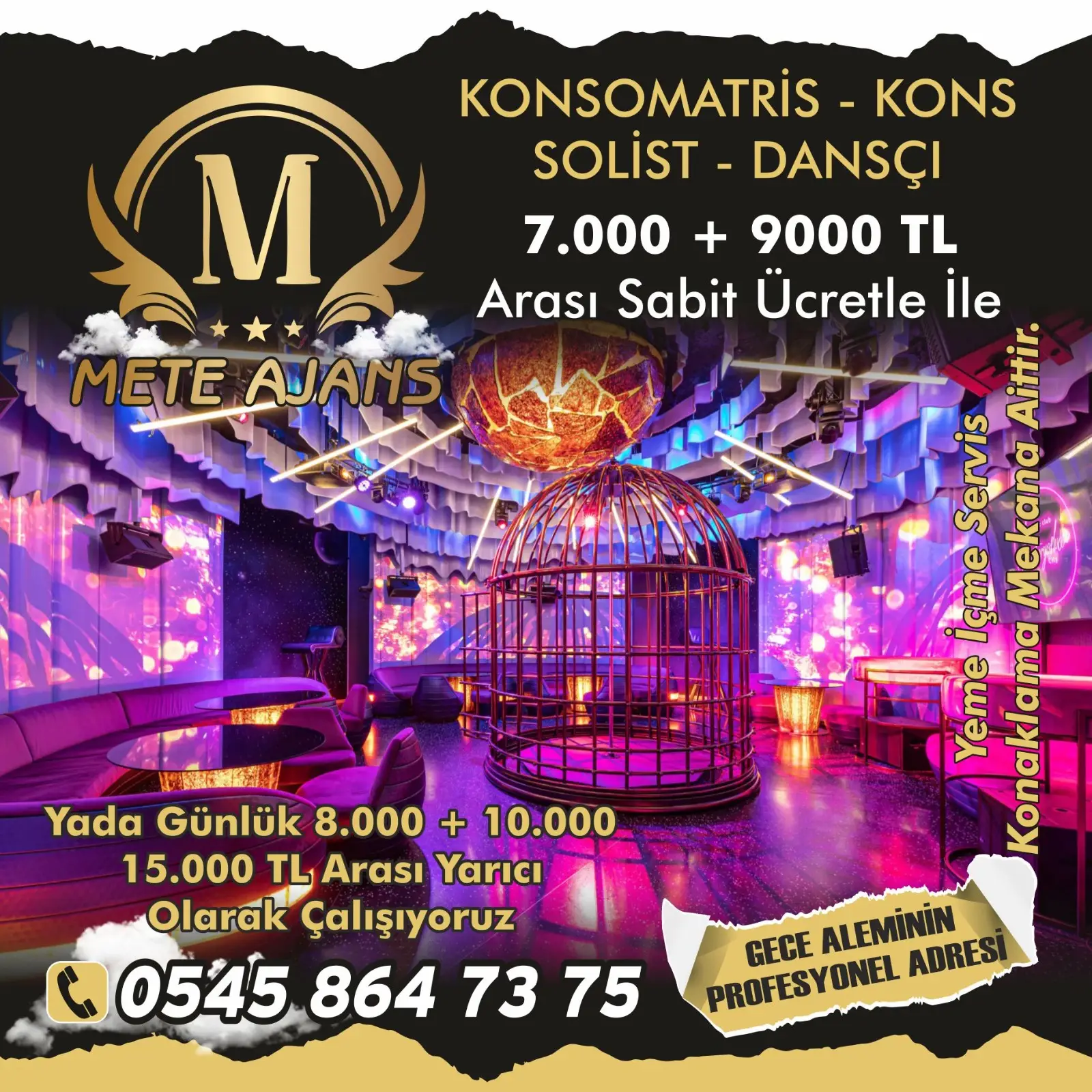 Gazino Kons iş ilanları Günlük 7.000-10.000₺ Arası Yevmiyeler